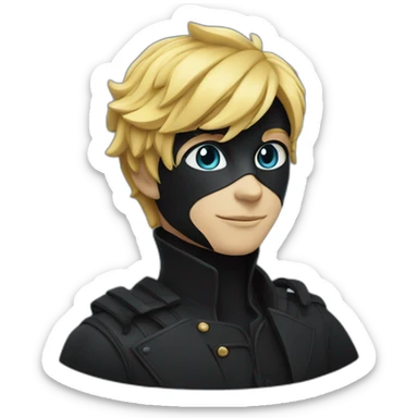 chat noir avec un lapin bleu sticker