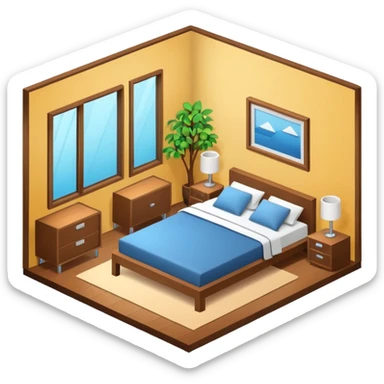 isometric room with furniture inside sticker
