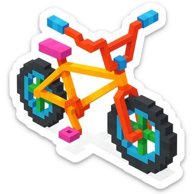 isometric view of a BMX bicycle in voxel style sticker