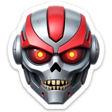 A mega zord twch bot with blood and glowing eyes in the style of your bleeding skull art sticker