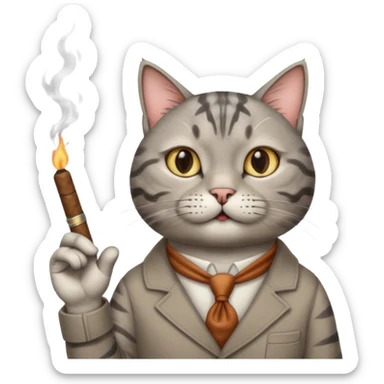 A cat with a cigar with a "classic" hand gesture. sticker