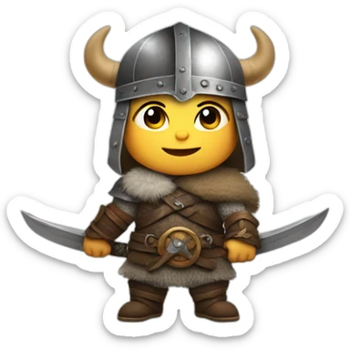 baby viking with a sword end hat sticker