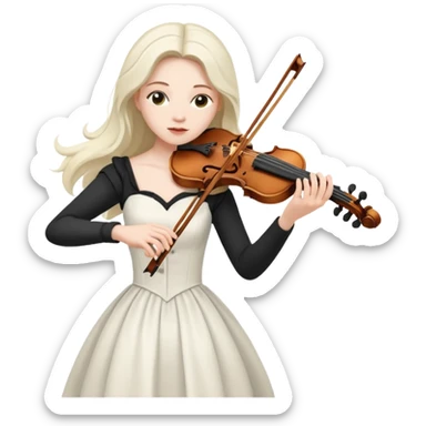 woman playing violin with white dress sticker