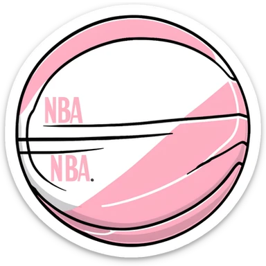 Spalding basketball with NBA logo, white color with pastel pink and green swirls pattern sticker