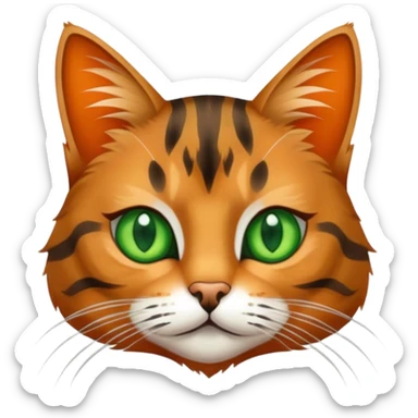 Tabby cat with green eyes and long white whiskers sticker