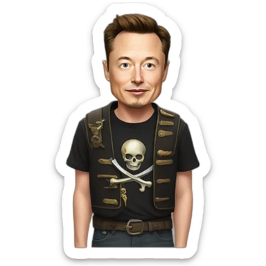 Elon musk with pirates tshirt  sticker