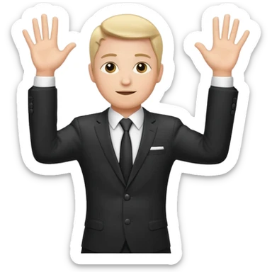 Hands up man meme put a suit on him with tie sticker