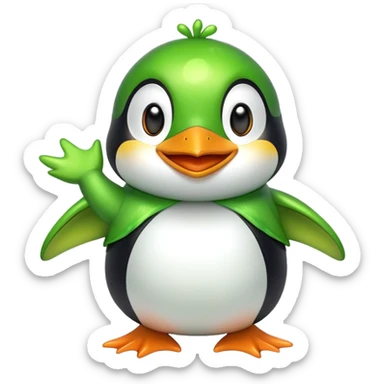 Penguin in a frog costume  sticker