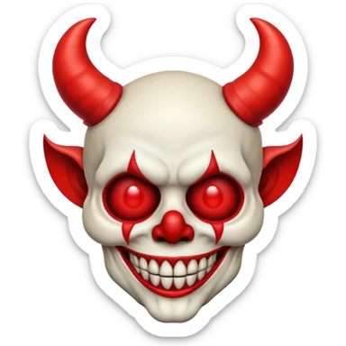 skull with big clown nose and devil horns emoji style sticker