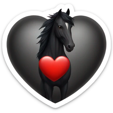 Black Horse centered within a red heart sticker