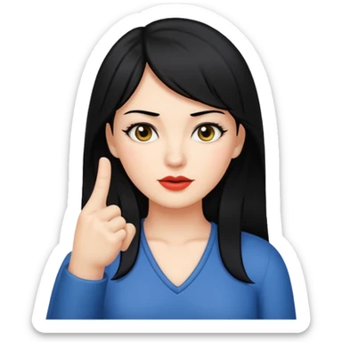 Woman with black hair sticking up middle finger  sticker