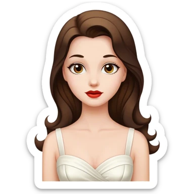 Beautiful woman in 1950’s woman fashion look, white dress, long hair sticker