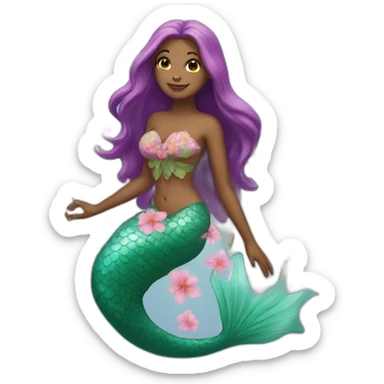 A mermaid with flowers  sticker