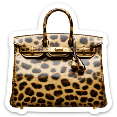 leopard print crocodile birkin with golden hardware  sticker
