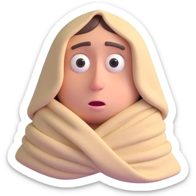 groggy face, droopy eyelids, wrapped in a blanket, morning look sticker
