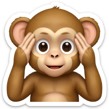cute little monkey covering his eyes with his hands sticker
