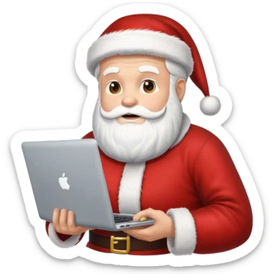 santa god with laptop, direct front sticker