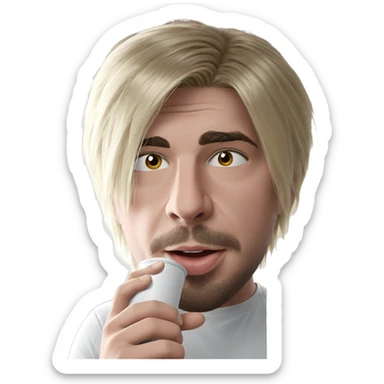 blonde boy holding cup sticker