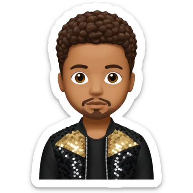 Raz-B from B2K with dark brown hair, black sequin outfit sticker