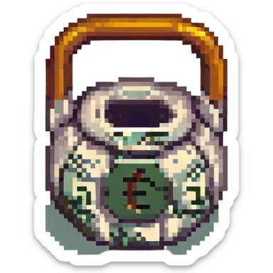 pixel art style kettlebell and money sticker
