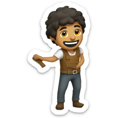 Mexican guy building a mud house sticker