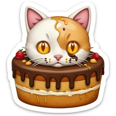 Cat vomiting because of eating cake sticker