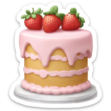 Light Pink strawberries and cream birthday cake  sticker