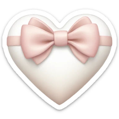 white heart with beige bow baby pink sticker