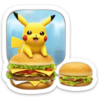 Pikachu en train de manger un hamburger sticker