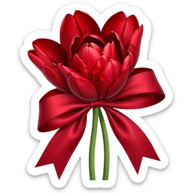 Dark red tulips with a bow  sticker