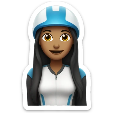 woman with long dark hair wearing a bike helmet sticker