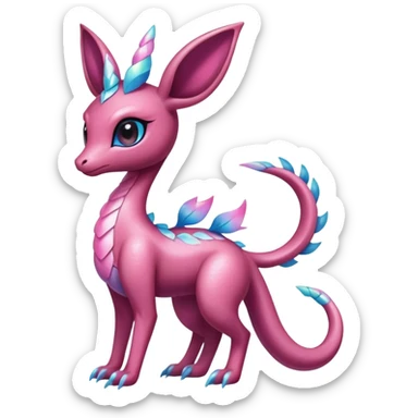  Dark Shiny Scaly Cute Gothic Exotic Amaura-Salazzle-Aurorus-Sylveon-Fakémon-hybrid-creature (full body)  sticker