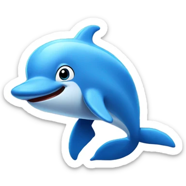 A blue dolphin walking around in a circus sticker