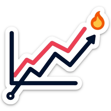 A graph with a downward trend and a painful spot marked, business pain point sticker