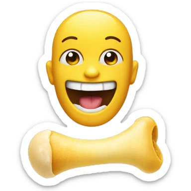 emoji smiling eating a yellow bone sticker