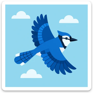 Flat design style blue jay in the sky sticker