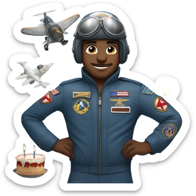 Rolando Cooper as a fighter pilot celebrating his birthday sticker