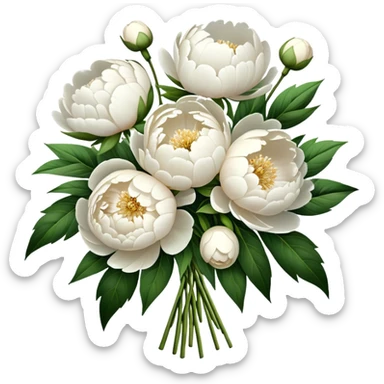 White peonies bouquet  sticker
