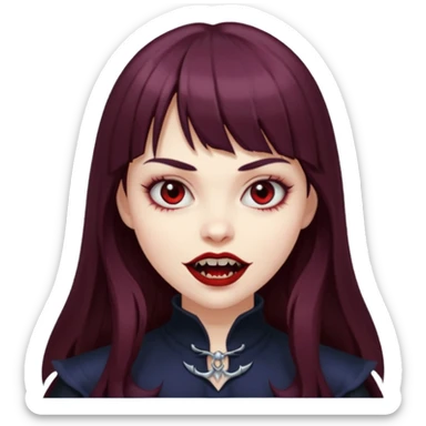 eu quero uma menina de franja e cabelo comprido cabelo castanho parecendo uma vampira sticker