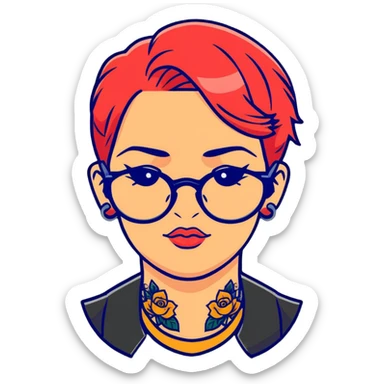 woman face with tattoos wearing glasses sticker