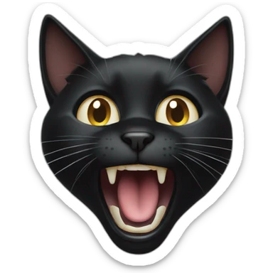 Black cat yawning sticker