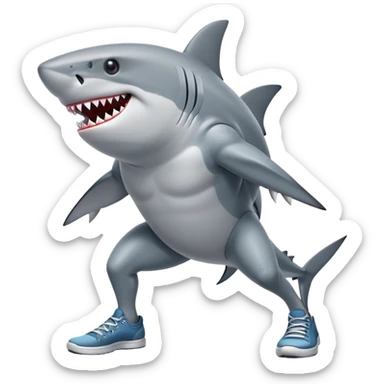 a shark withs legs abd shoes sticker