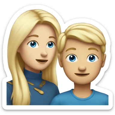 two people talking face to face blond hair blue eyes mom and younger son face to face sticker
