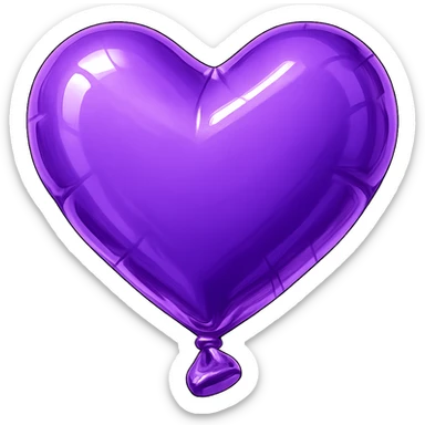 purple heart, balloon style, inflated, no text sticker