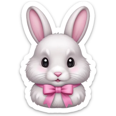 a very cute rabbit with a pink ribbon sticker