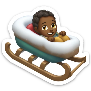 baby getting pulled on a sled in the snow sticker