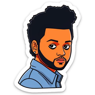 2012, The Weeknd,  canadian celebrity and singer from Toronto, hyperrealistic, mirco-detailed, vibrant 3D sticker design
 Must be 8k hd, 8000x8000px resolution. Must use very thin transparent smooth lines sticker