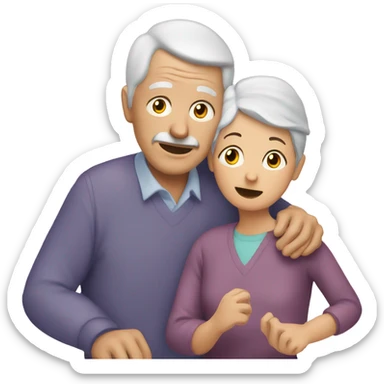 Elderly person gets help sticker