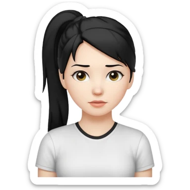 White woman running black hair on a ponytail sticker