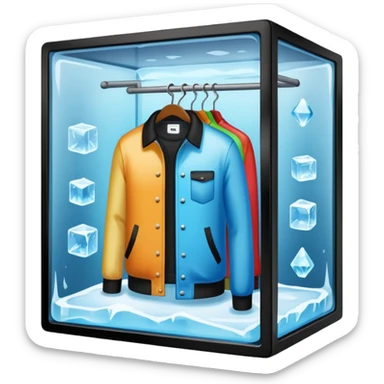 mixed closet inside a large ice cube sticker